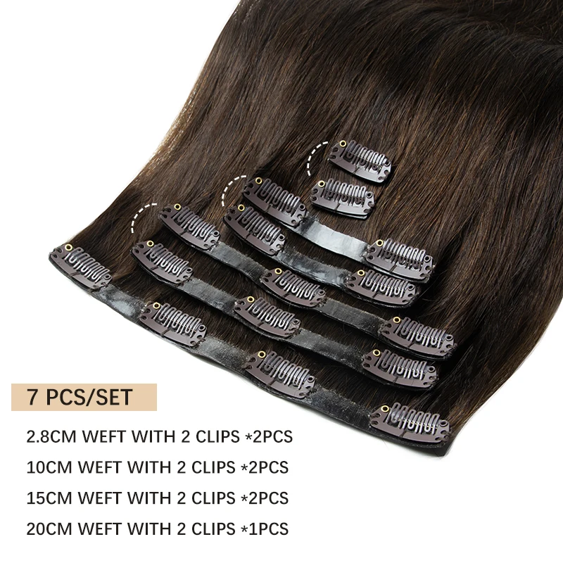 Фото Человеческий волос невидимый PU клип в расширений введенный PU ленты WEFT 7PCS/SET 12-24INCH 100G-120G клип на волосах удобный износ №4