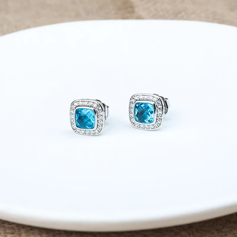 

Stud Earrings with Blue Zircon Fashion Luxury Jewelry Earrings For Women