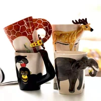 3d animals mug creative 400ml ceramic milk coffee cup with dog cat elephant animal shape handle mug office drinkware gifts