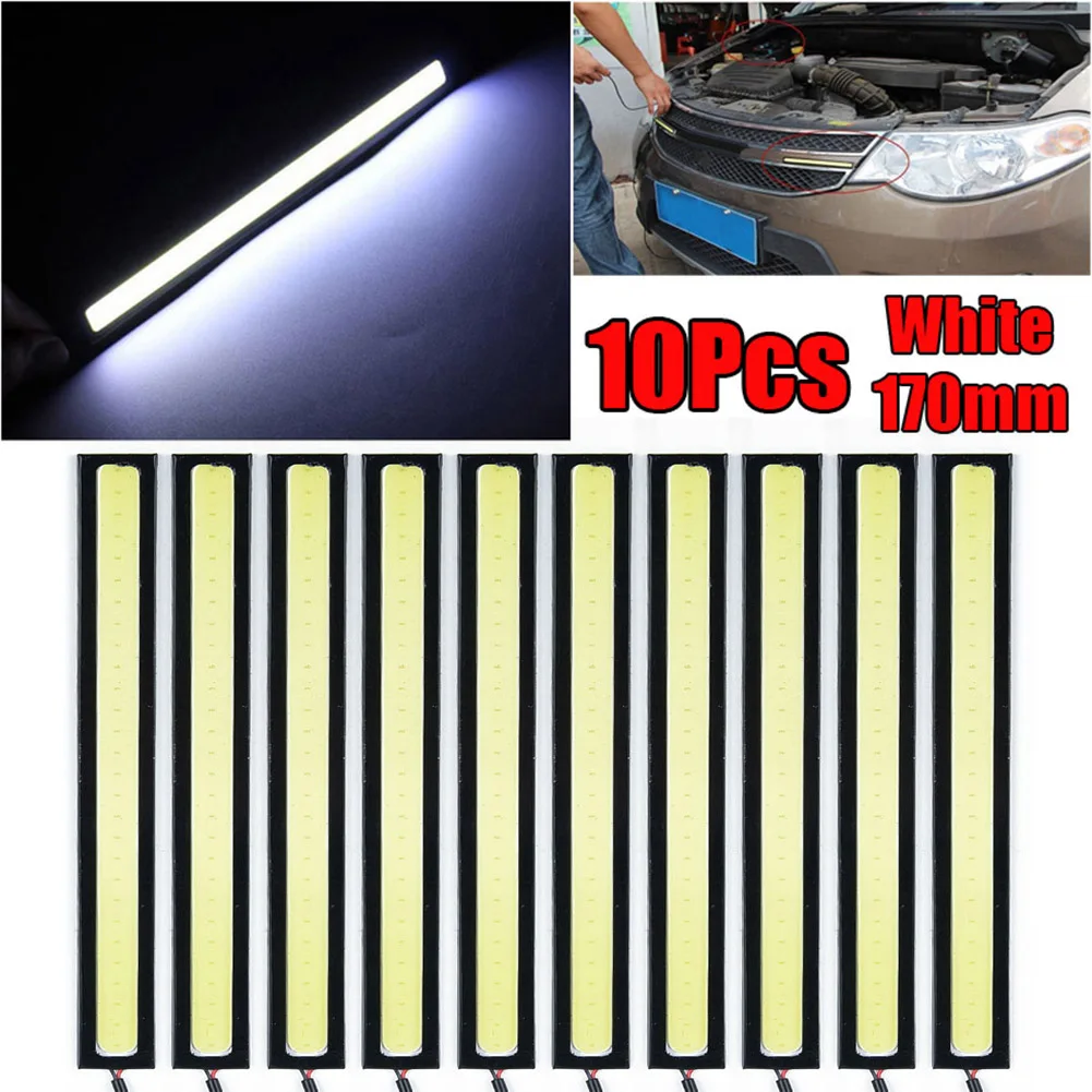

10pcs/set Car LED Daytime Running Headlights DRL Flexible Waterproof Strip Lights 12V Super Bright Lamps White Headlamps