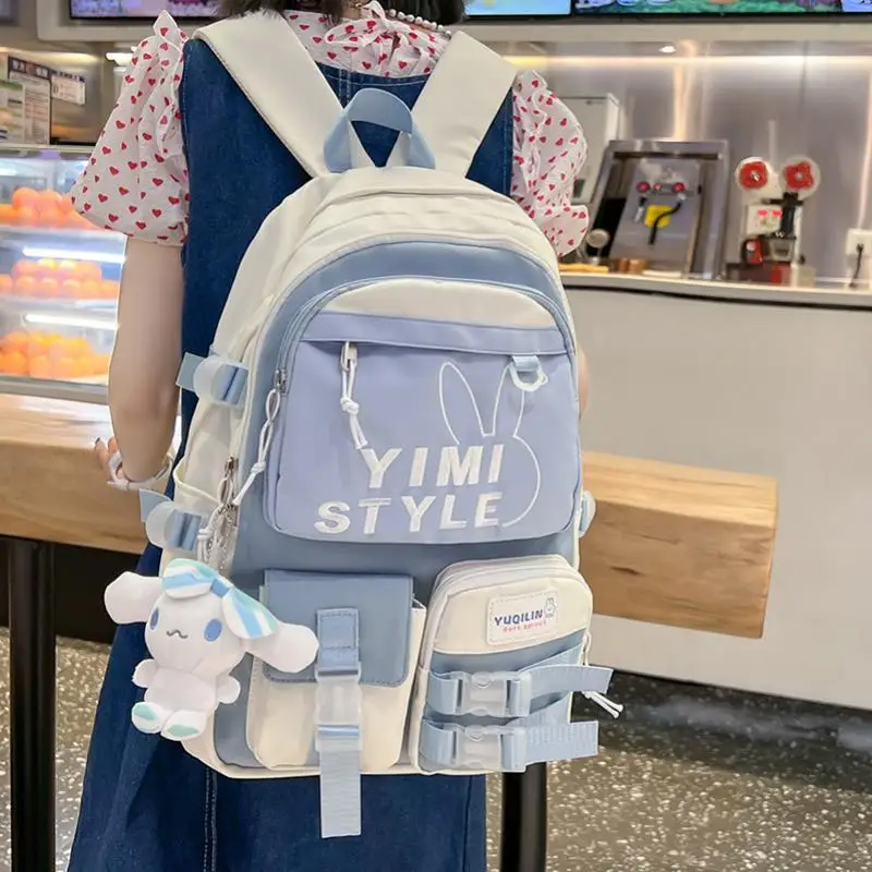 

Sanriod аниме Cinnamoroll рюкзаки, школьный рюкзак с мультипликационным рисунком для девочек, милые женские рюкзаки для ноутбука, подарок на день ро...