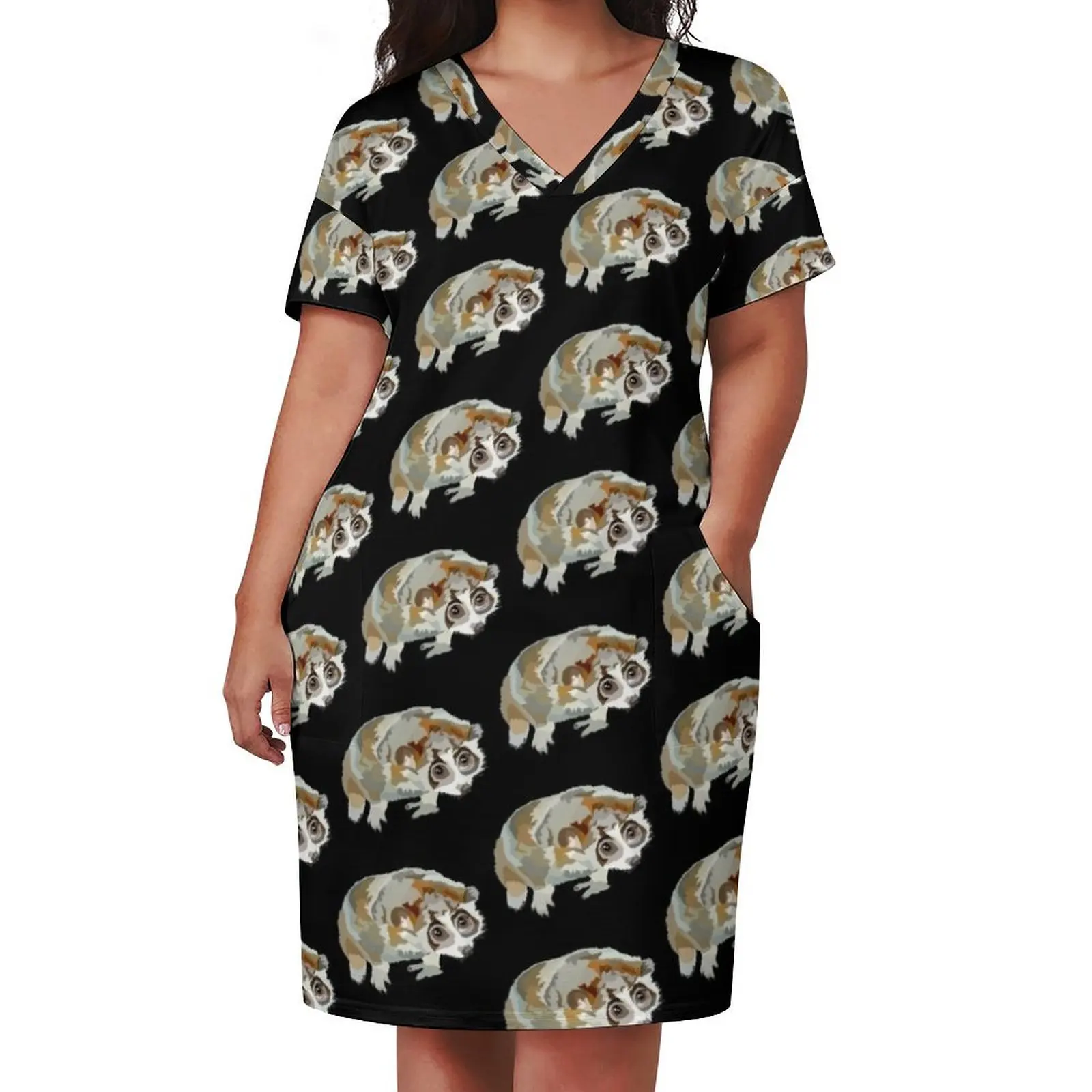 Pygmy slow loris Свободное платье с карманами женская одежда новые поступления 2025 года