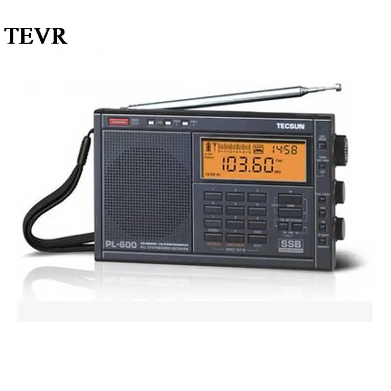 

PL-600 portable FM radio FM stereo AM FM SW MW PLL full band international broadcasting receiver digital display radio reminder