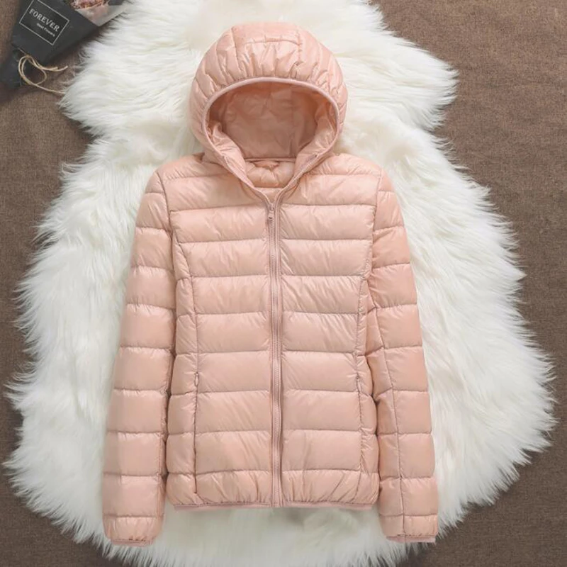 Autumn Plus Size 4XL Women Down Jacket Winter Ultra Light 90% White Duck Down Coat Short Hooded Puffer Jacket Female Warm Parka