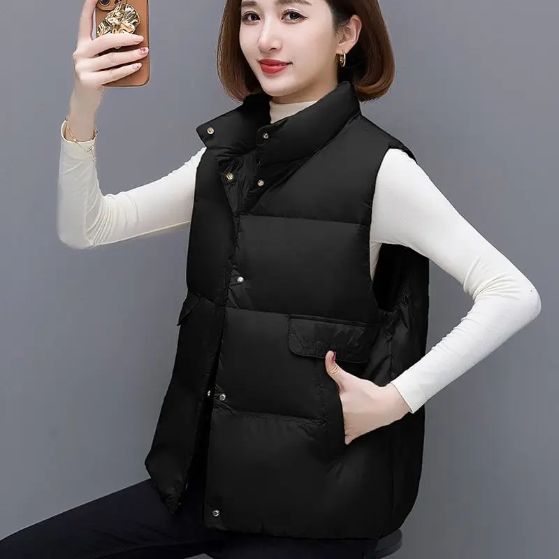 Новинка 2024 года осенне-зимний жилет из белого утиного пуха и хлопка модная теплая