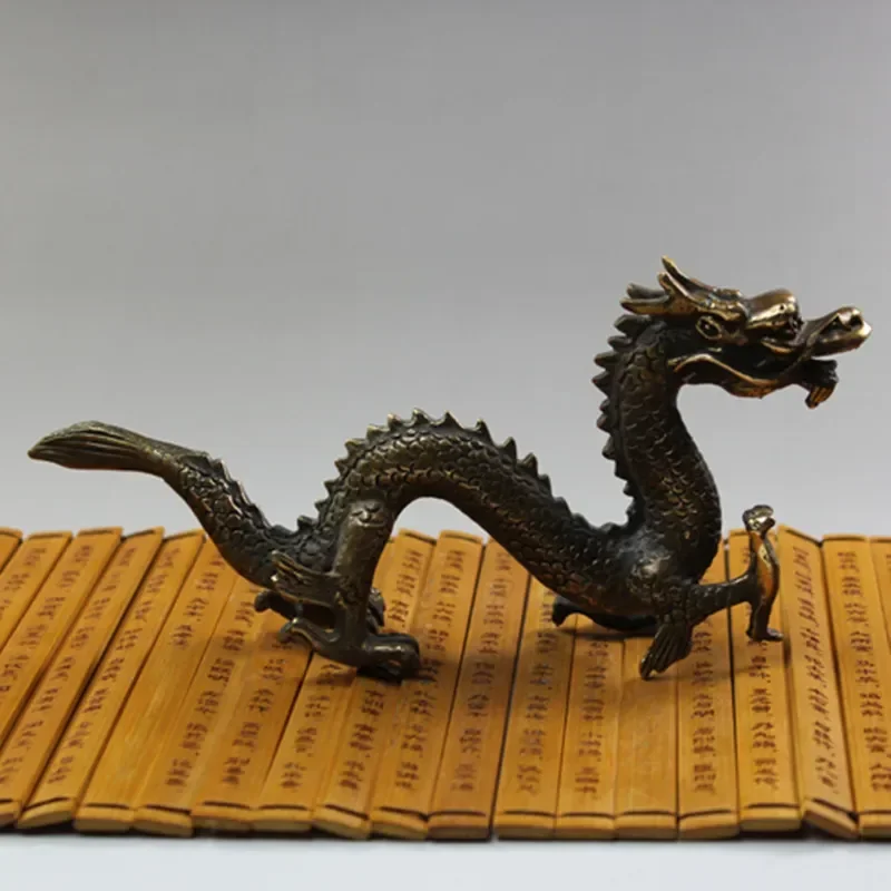 

Animal Statue Dragon Ornaments Antique Copper Zodiac Crafts Feng Shui Mascot Ancient Player Home Collections Qinglong Beast