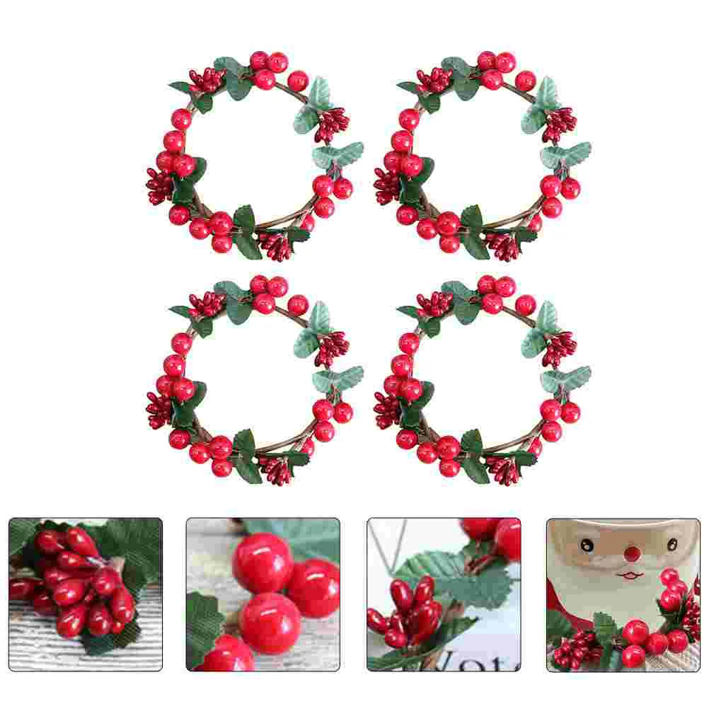 

Christmas Berry Rings Wreaths Red Berry Rings Xmas Holder Rings Christmas 4pcs