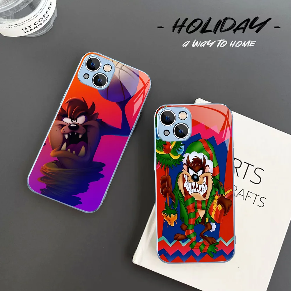 Cartoon T-Taz-Manias T-Tasmanians Phone Case Tempered Glass For Iphone 14 13 12 11 Pro Mini XS MAX 14Plus X XR Fundas