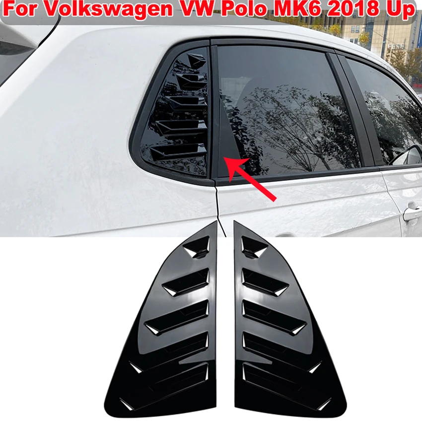 

Rear Side Window Louvers Scoop Spoiler Windshield Cover Trim Sticker For Volkswagen VW Polo MK6 2018 Up Decoration Car Accessory