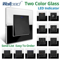 wallpad black crystal tempered glass panel wall light switch with eu socket led indicator usb outlet white 123 gang 2 way