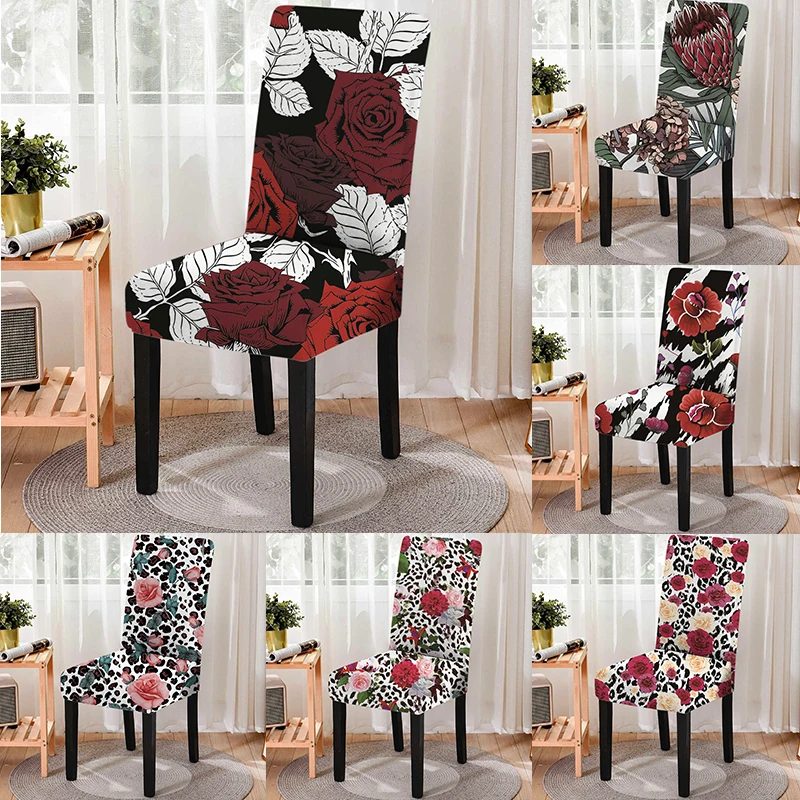 

Rustic Floral Print Chair Cover Dustproof Anti-dirty Removable Office Chair Protector Case Chairs Living Room Vanity Chair