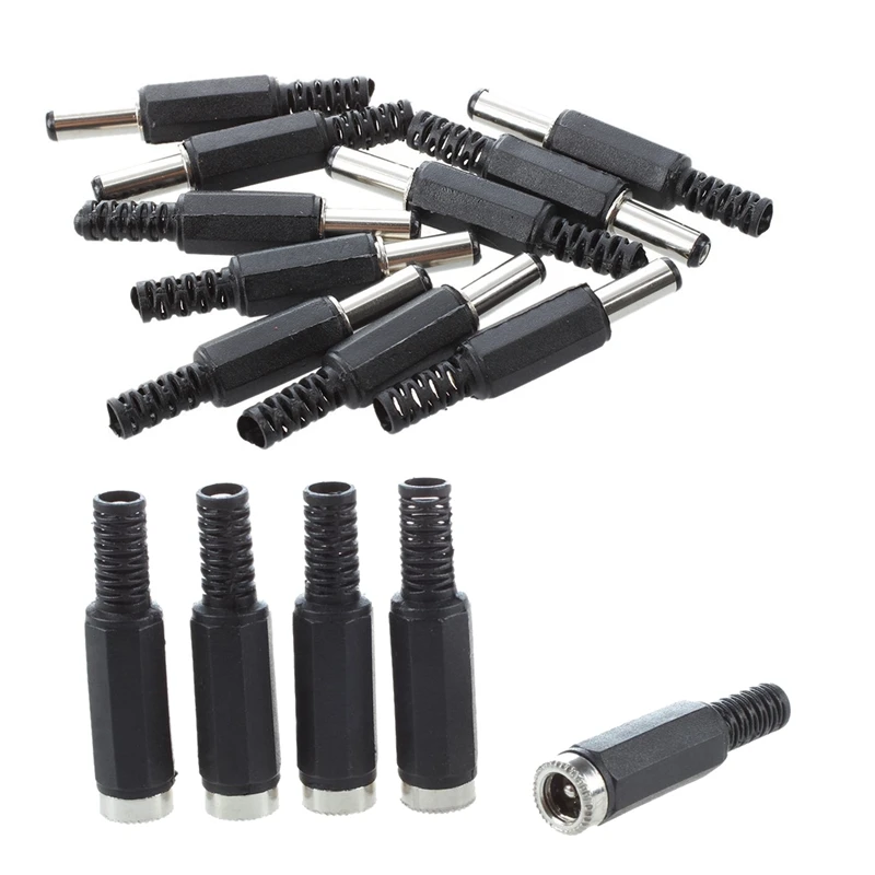 

Set Of: 5 Pcs 2.1Mm X 5.5Mm Female Dc Power Socket Jack Connector Adapter & 10 Pcs Black Plastic Cover 2.1 X 5.5Mm Male Dc Power