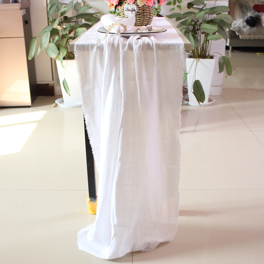 Wedding Decoration Dinner Table Runner Light Airy Feel Gauze Cotton Fabric Rustic Country Boho Beach Wedding Christmas Decor
