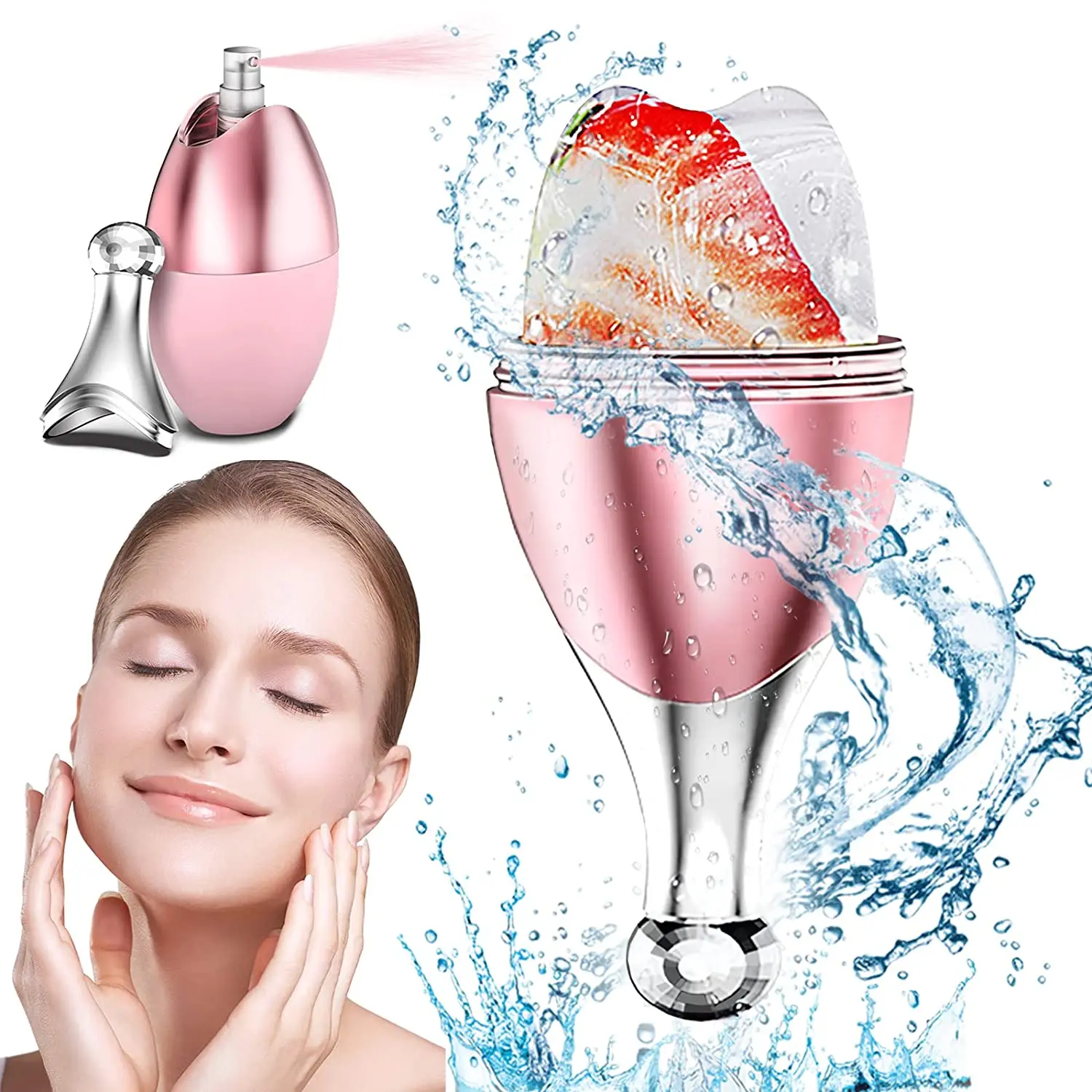 Ролик-спрей для лица 2 в 1 многоразовый силиконовый массажный ролик против морщин