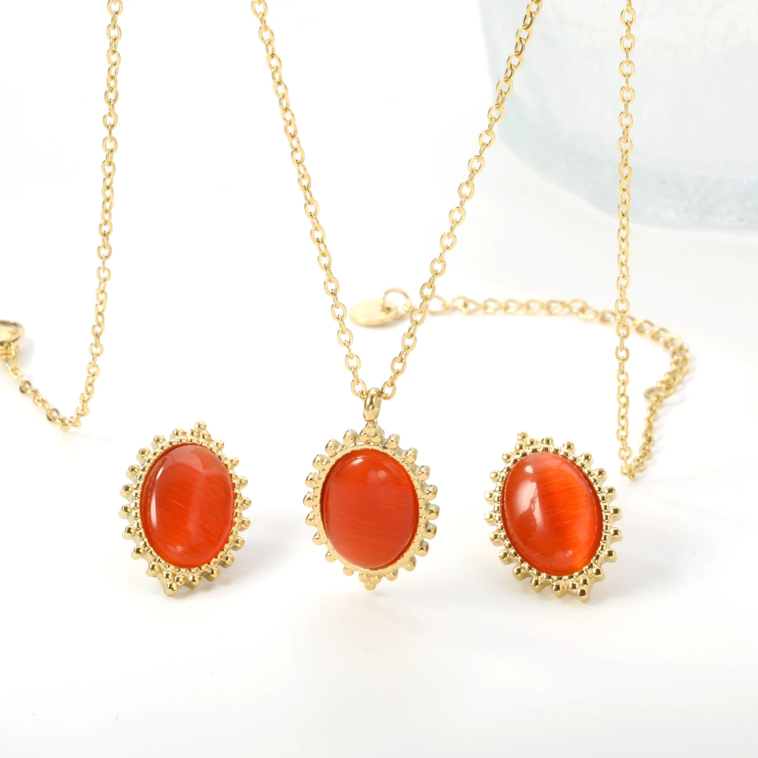 Женский Классический ювелирный комплект из колье и серёг нержавеющей стали