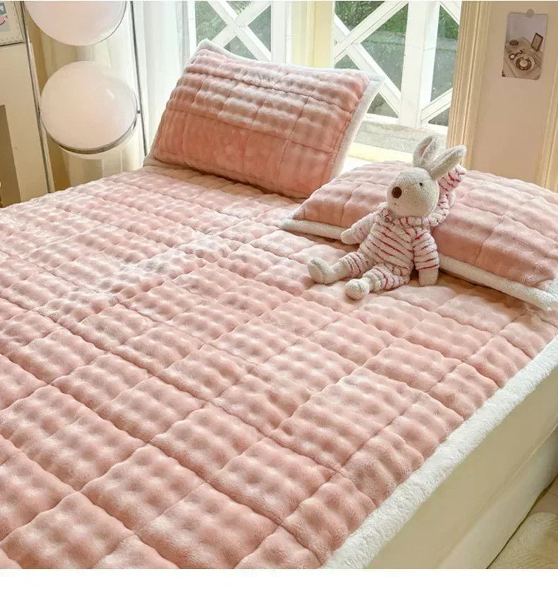 Зимние теплые плюшевые наматрасники супер мягкие одинарные двойные складные