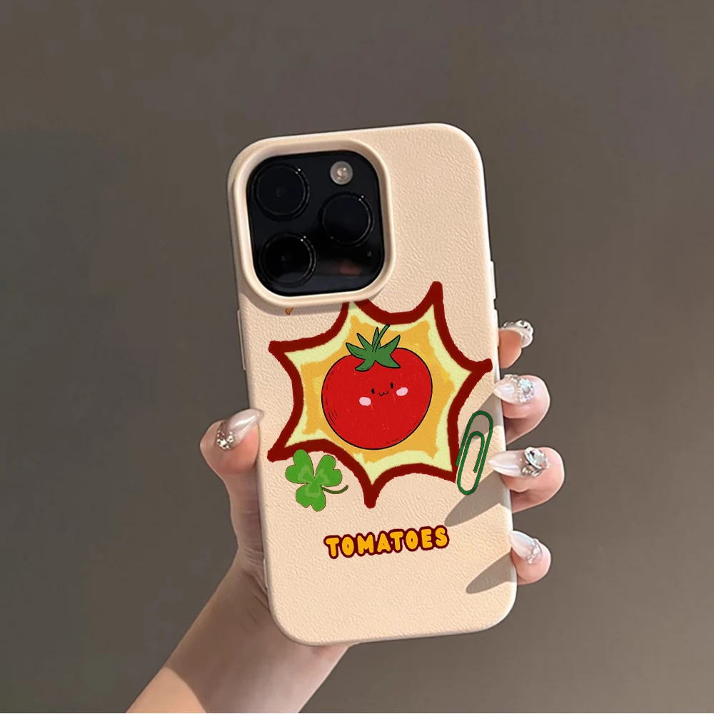 Фото Чехол с иллюстрацией свежих томатов для iPhone 17 Air 16 15 14 13 12 11 Pro Max Plus X, тонкий защитный чехол с текстурой личи №4