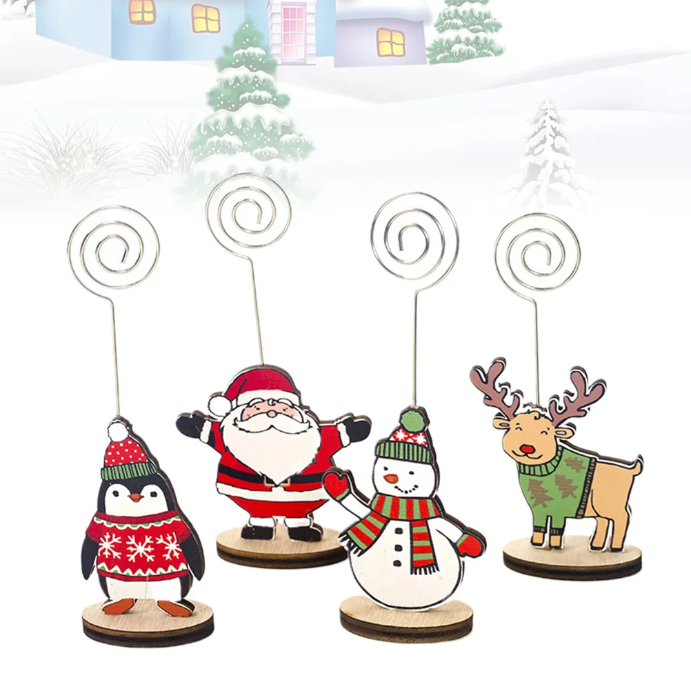 

Table Holder Christmas Holders Place Number Stand Clips Memo Restaurant Numbers Wooden Wire Note Paper Clip Supplies Wedding