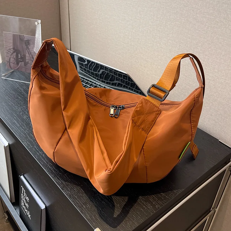 Fashion Wide Shoulder Strap Single Shoulder Crossbody Bag Nylon Women's Large Capacity Hobos Commuter Simple Casual Soft Satchel