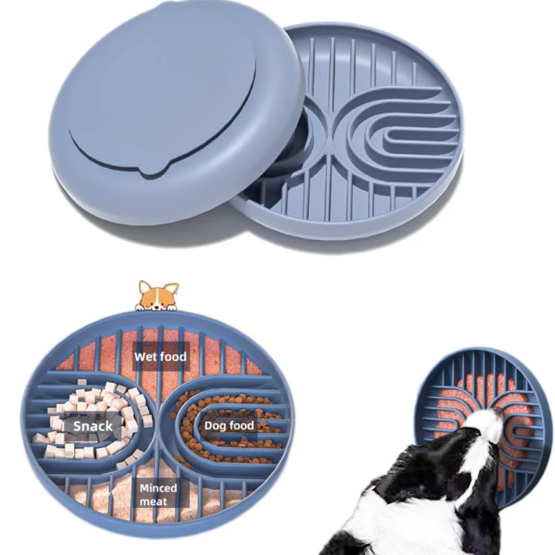 Силиконовая Миска Для Медленной Кормушки Собак Нескользящая Присоска Блюдо