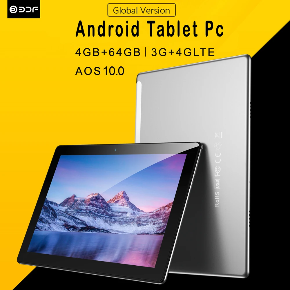 New 10.1 inch Tablet pc Android 10 Android Tablets 4GB+64GB ROM+3G+4G LTE Phone Call Octa Core Bluetooth Wi-Fi GPS 2.5D Screen