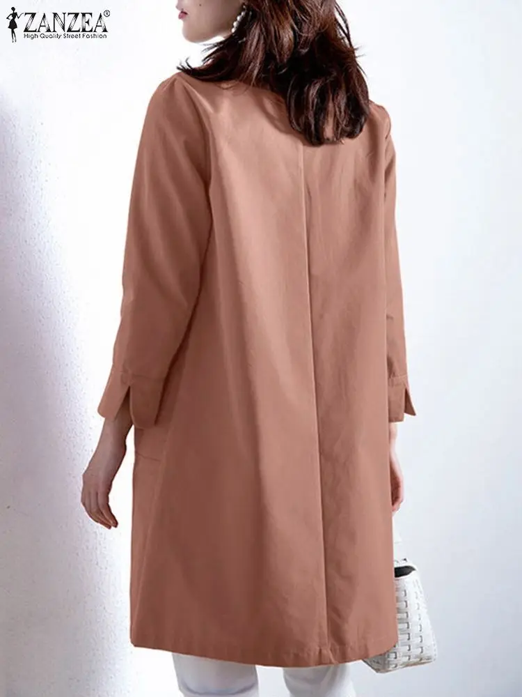 Женская длинная куртка ZANZEA с отложным воротником и рукавом 3/4