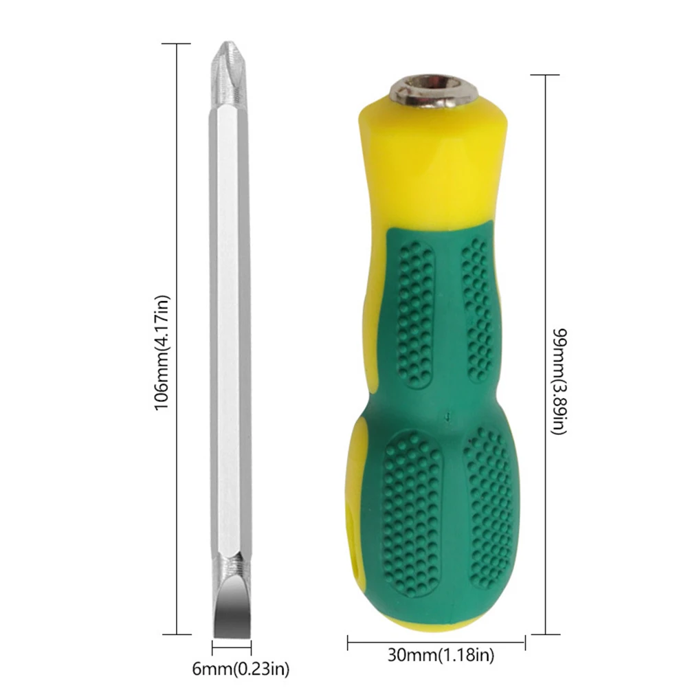 

Double Use Screwdriver Removable Hand Tool Slotted Cross Screw Driver Impact Double Head PH2 SL6 Dual Interchangeable A50