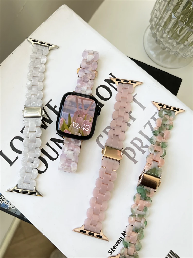 New Girl Resin Strap For apple Watch Band 7 44mm 40mm 42mm 38mm 41mm 45mm Correa Loop Watchband For iwatch 7 6 se series 5 4 3 2