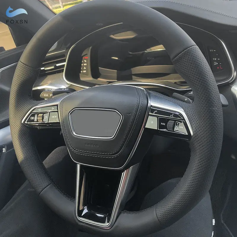 Для Audi (O-образная) A6 C8/4K S6 A7 4K8 A8 D5/4N S8 E-Tron S GT ручная строчка черная перфорированная