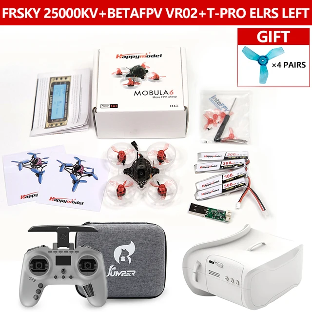 HappyModel Mobula6 Race 25000KV RTF Jumper T-Pro ELRS + BetaFPV VR02 goggles