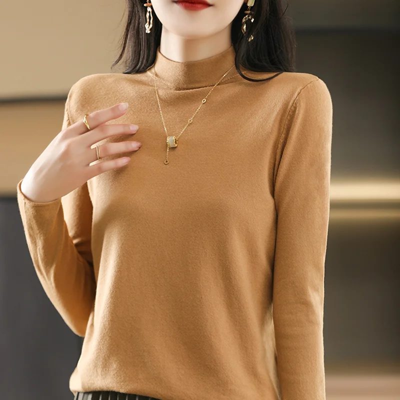 

Women's New 2022 Tight-fitting Solid Color Daily Cashmere Sweater Turtleneck Sweater Autumn And Winter Fashion Basic
