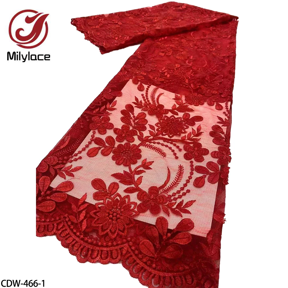 

New African Laces Fabrics High Quality Embroidered French Tulle Laces Fabric Nigerian Lace Fabric for Wedding CDW-466