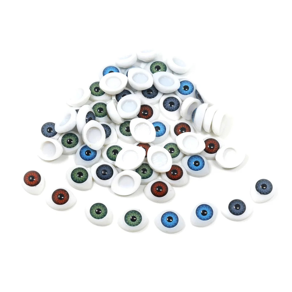 60pcs DIY Eyes Material Plastic Oval Glass Plush Toy Accessories Scrapbooking Crafts Projects for Home Classroom (