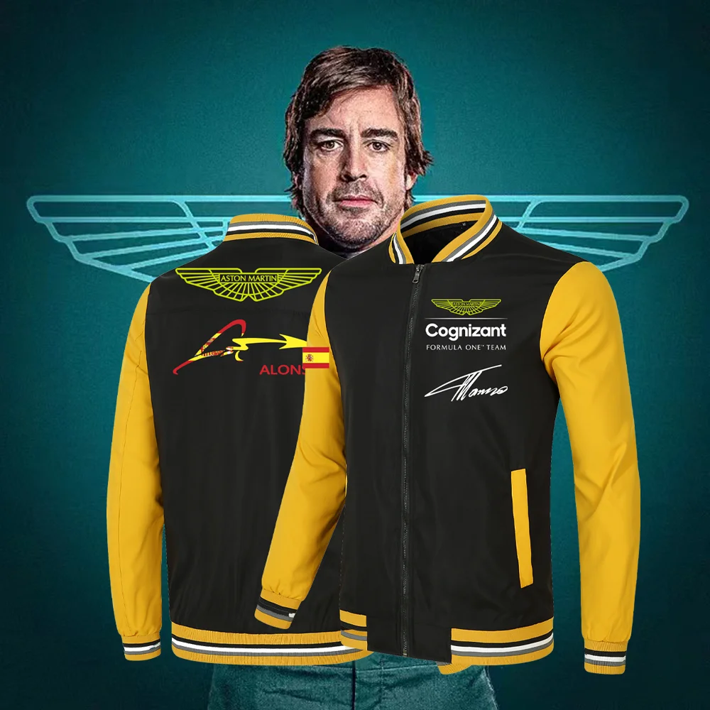 

Formula 1 Driver Fernando Alonso 2023 Aston Martin Racing Uniform F1 Fan Signature Cycling Jacket 2D Pattern Spanish Flag