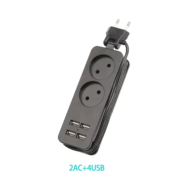 1.5M EU Plug Power Strip Socket Travel Power Strip Portable Extension 4 USB Port Charger 1200W 250V HUB German PD Special Jack 6