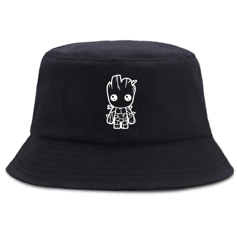 

Cartoon Groot Buckets Hat Unisex Cotton Foldable Fishing Hiking Cap Outdoor Beach Fisherman Kids Hats Bob Panama