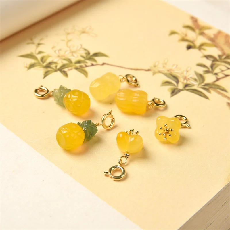 

10 шт. натуральный желтый Агат, ананас, арахис, лечебный энергетический драгоценный камень, самодельные аксессуары для изготовления ювелирных изделий