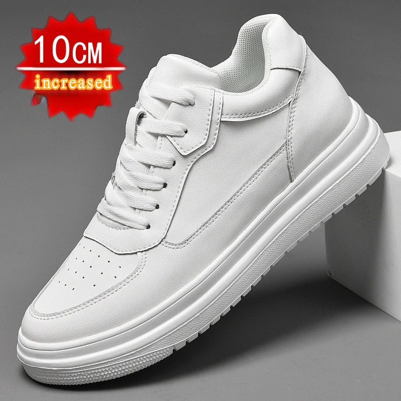 

Spring new inner height increased 10cm men's shoes leather casual sports board shoes height increase shoes 8cm small white shoes
