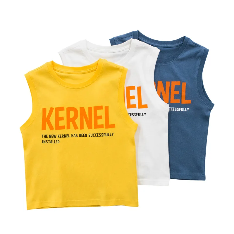 

Tank Top Shirt Boy Clothing Summer Sleeveless Tees Cotton Loose Breathable For Kids Teenagers
