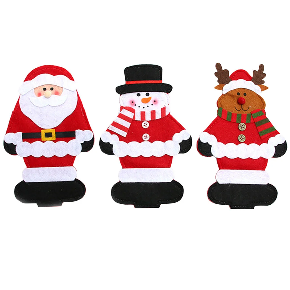 

Christmas Cutlery Holder Tablewaresilverwarecoverfork Flatware Holders Holidaypocket Snowman Santa Decor Pockets Dinnerpouch