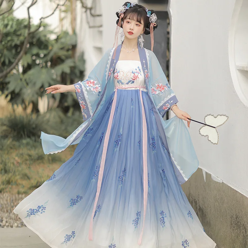 YJ66 женский набор Hanfu элегантная сказочная вышивка классическая танцевальная