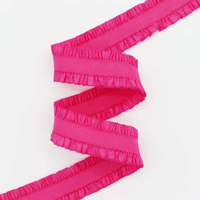 

Stretchy Ruffle Edged Elastic Ribbon, DIY Craft Garment Accessories, Hot Pink, 50Yards, 13mm