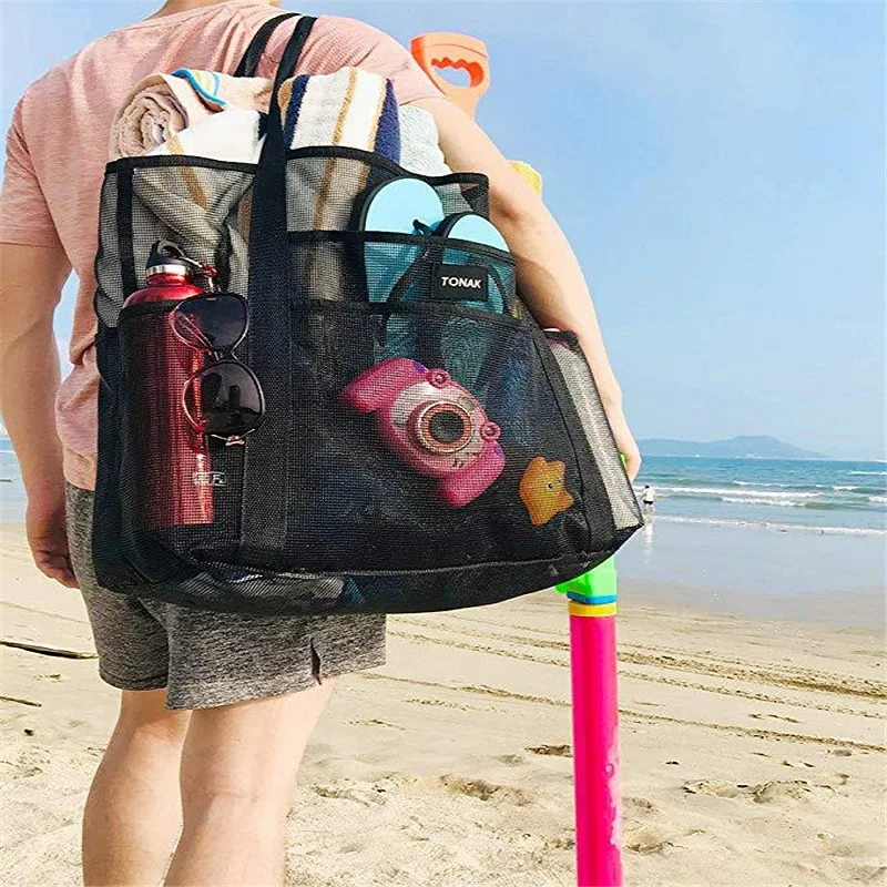 

Swimming Storage Bag Summer Beach Bag Seaside Vacation Bathing Mesh Bag Waterproof Beach Tote Bag Large Capacity Shoulder Pack