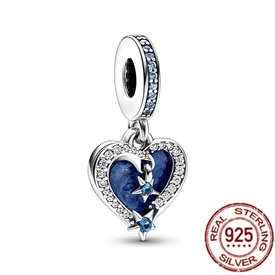 Celestial Shooting Star Heart Double & Blue Hot Air Balloon Dangle Charms Beads Fit Original Pandora Silver 925 Bracelet Jewelry images - 6
