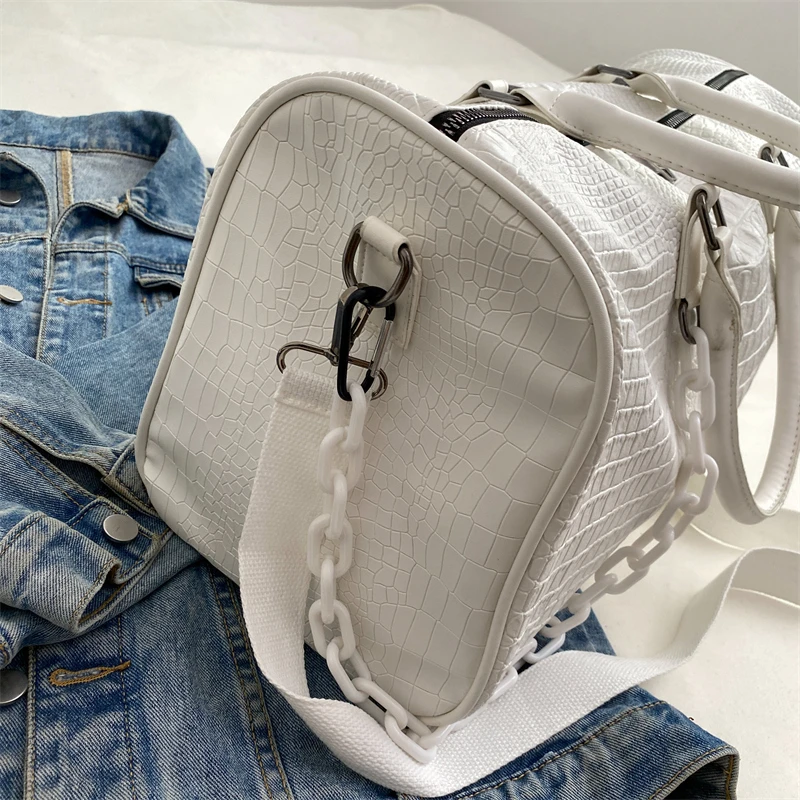 PU Leather Fashion Multi-function Gym Travel Women Female Bags Big Capacity Crossbody Handbag With  Pocket Zipper For Shopping images - 6