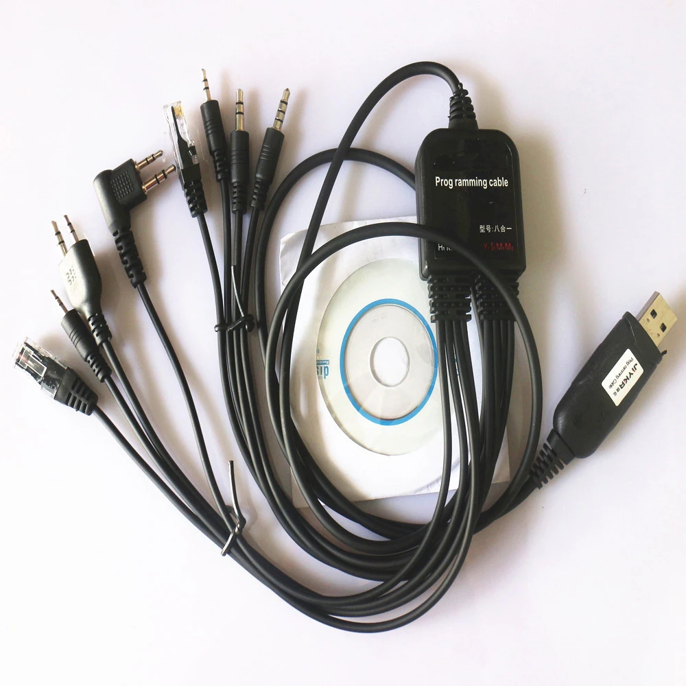8in1 USB Programming Cord Cable For YAESU ICOM HYT BAOFENG Motorola Two Way Radio VERTEX FT-10R MAG ONE A8, A6, A10, BPR40