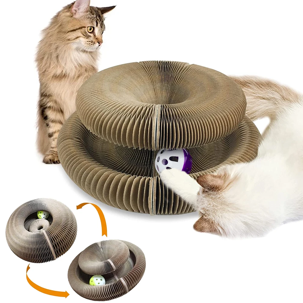 

Magic Organ Cat Scratch Board Cat Toy Bell Ball Cat Grinding Claw Cat Climbing Frame Kitten Round Corrugated Cat Scratching Toy