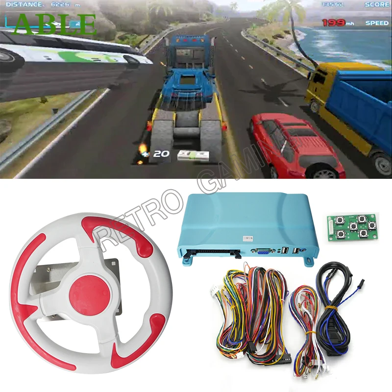 Racing Car Crazy Speed Car Racing Game Motherboard Steering Wheel for Kid Arcade Simulation Ticket Video Game Machine