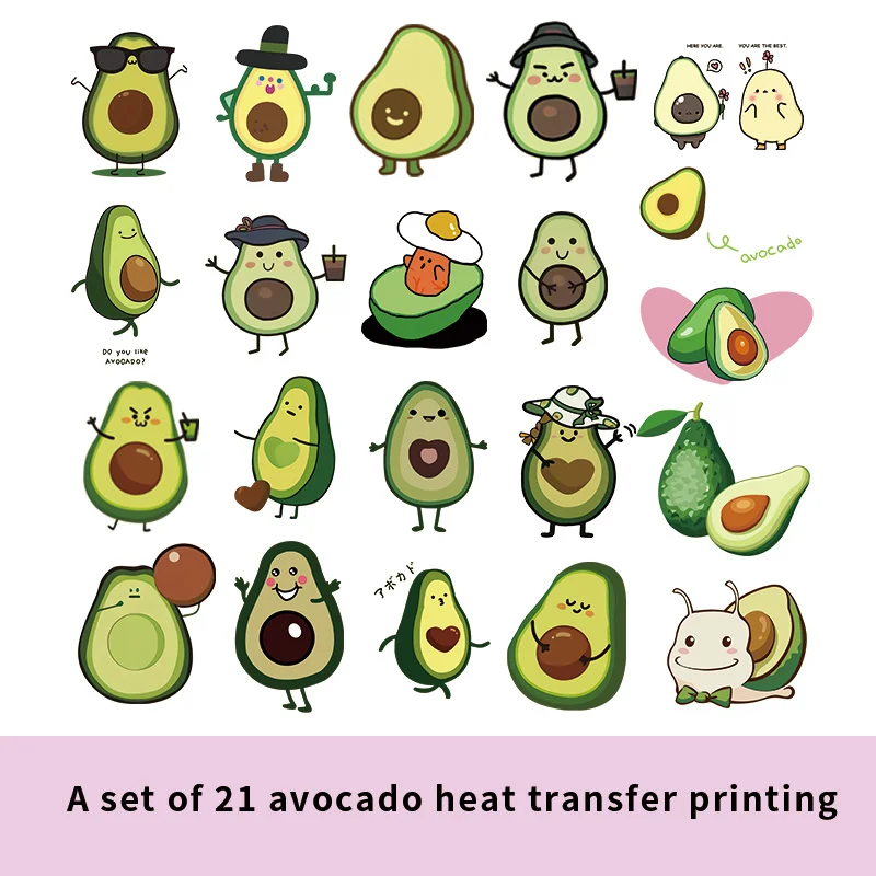 

A Complete Set Of Avocado Heat Transfer Patches DIY Eye Masks Kids Toys Iron-On T-Shirt Print Cut Out Small Stickers