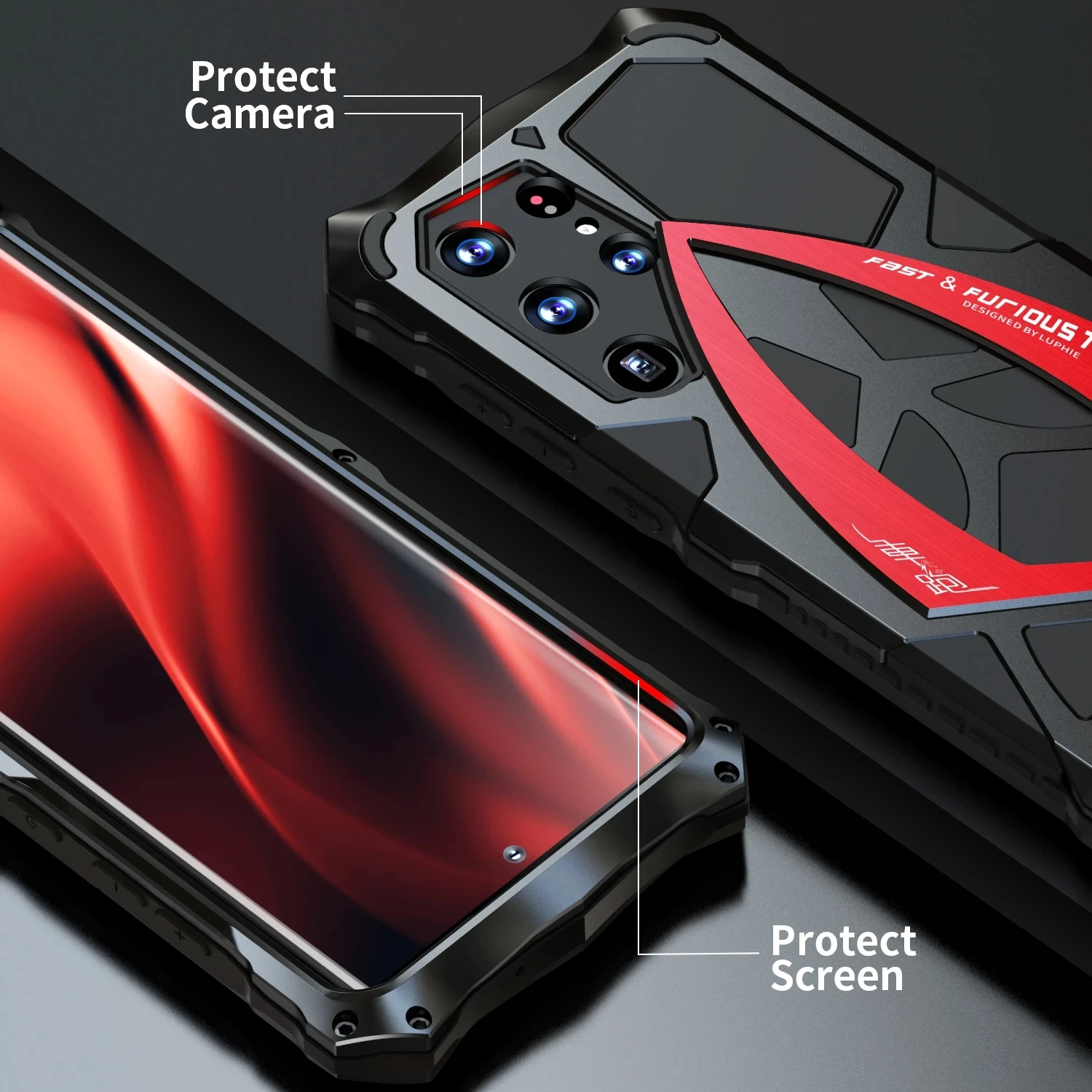 Luphie Metal Full Protect Armor Case For Samsung Galaxy S22 Ultra Phone Cover S23 Ultra S21 FE A72 A52 5G Shockproof Fundas